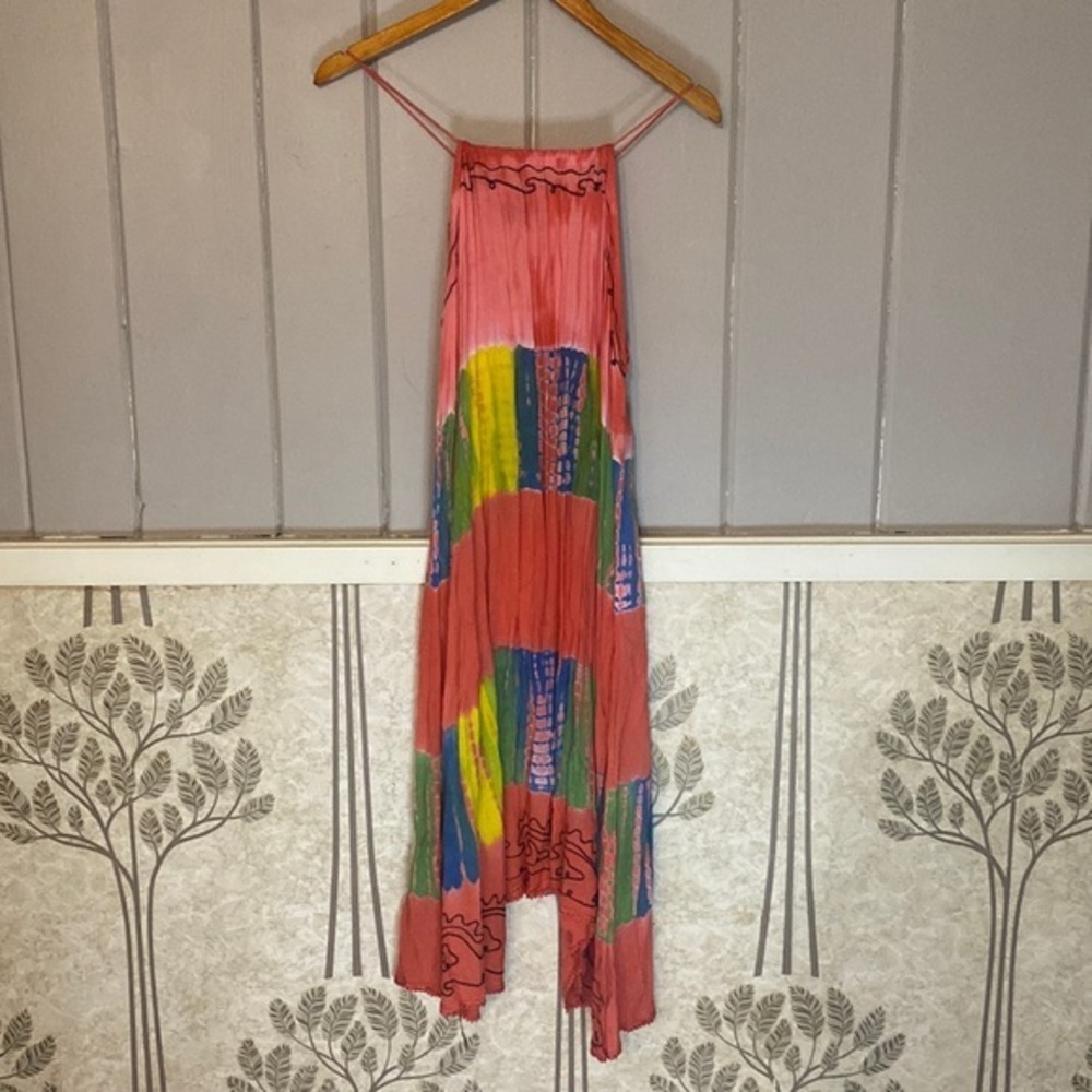 S.R. FASHION boho hippie vintage  tie dye Free Size Midi dress